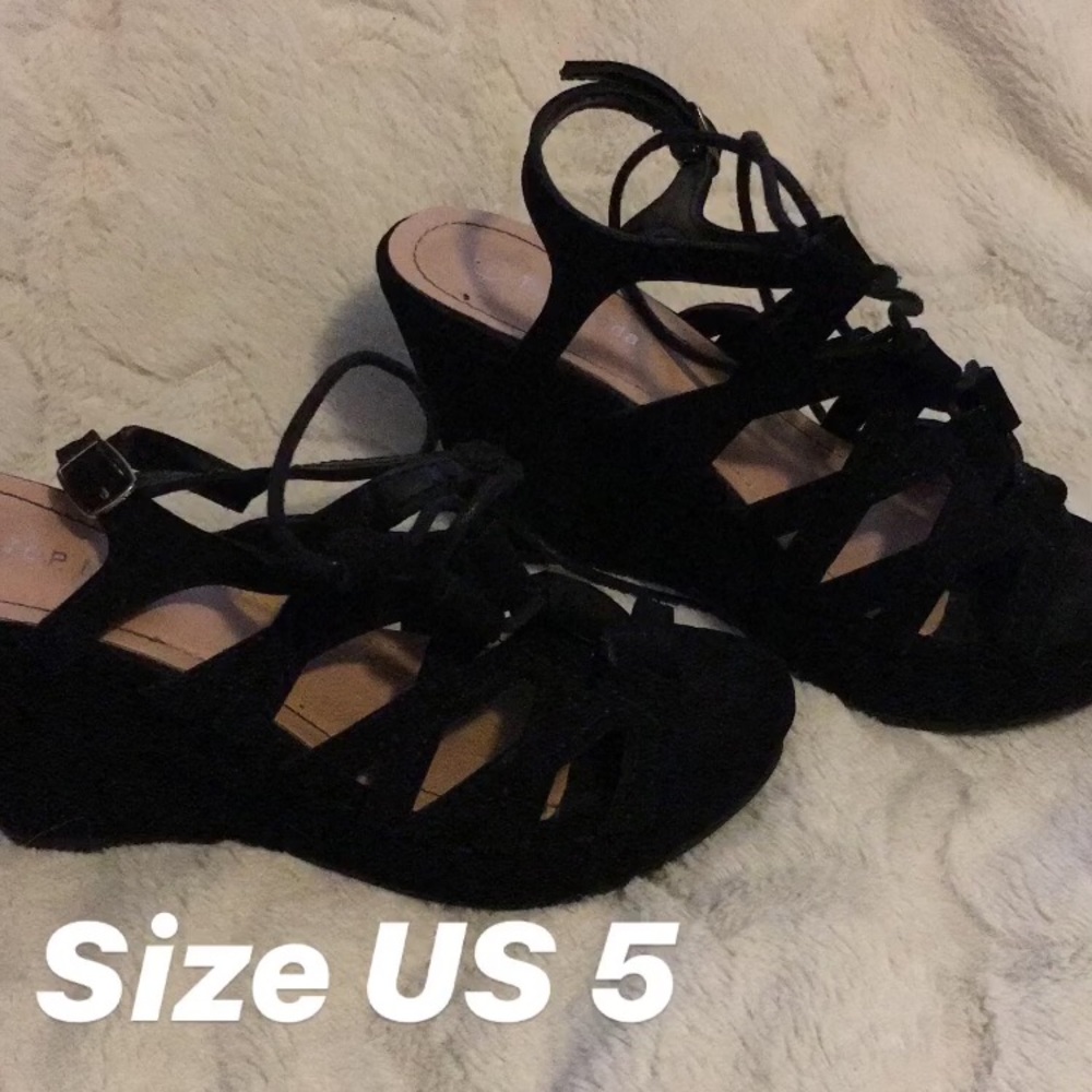 Black strapped heels